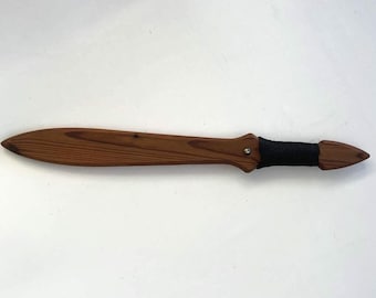 Handmade Wooden Toy Sword, Black Blade, Brown Grip, Pretend Play 50cm