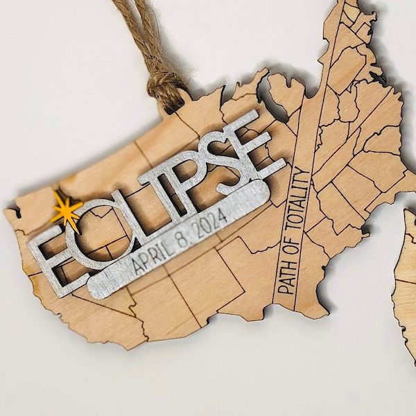 Solar Eclipse ornament, Totality Eclipse Keepsake, USA Solar Eclipse, Path of Totality, Total Eclipse 2024