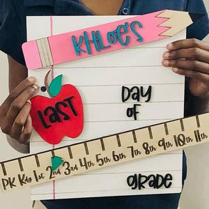 Interchangeable School Milestone Sign: First Day, Last Day Photo Prop