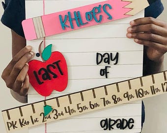 Interchangeable School Milestone Sign: First Day, Last Day Photo Prop