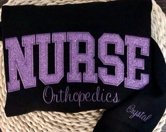Nurse Embroidered Sweatshirt, Nurse Crewneck, RN Sweatshirt,  Fashion Medical Sweatshirt