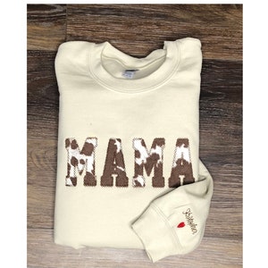 Sweat-shirt Animal Print MAMA, Sweat-shirt à manches personnalisé, MAMA Crew, Cadeau personnalisé pour maman, Cadeau nouvelle maman