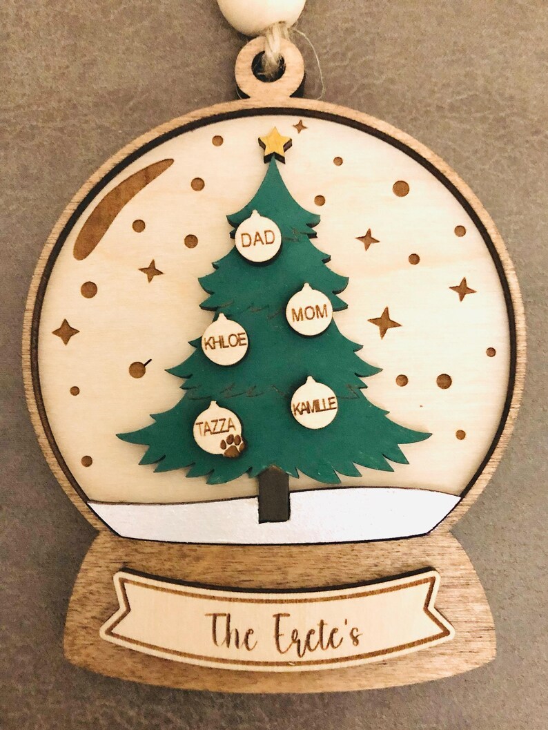 Tree Snow Globe Ornament, Christmas Ornament, 2024 Family Ornament