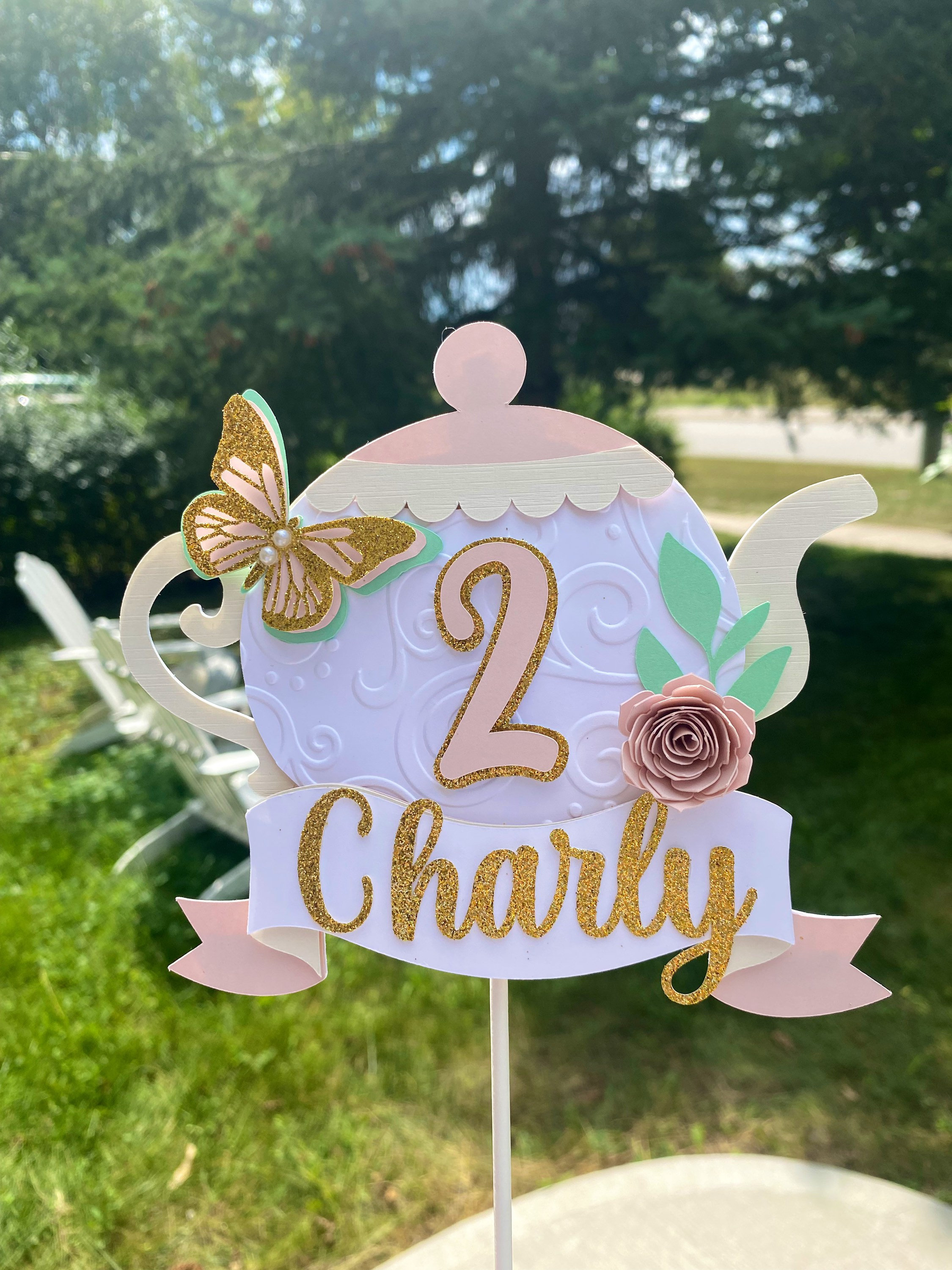 Tea Party Cake Topper Teapot Cake Topper Tea for Two Etsy