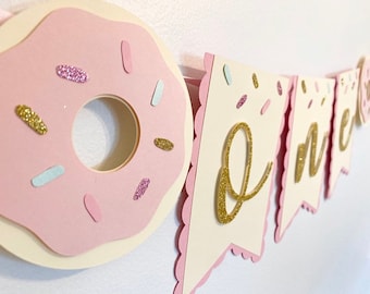 Donut High Chair Banner, Donut Wall Banner, Donut One Banner, Donut Party, Donut Grow Up Banner, Donut First Birthday, First Birthday Theme