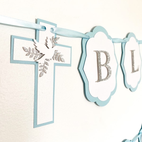 God Bless Banner, Baptism Banner, First Communion Banner, Christening Banner, God Bless, Boy Crosses, Girl Crosses, Photo Prop, Christian