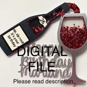 Digital File, Wine Glass and Bottle Shaker Cake Topper SVG only