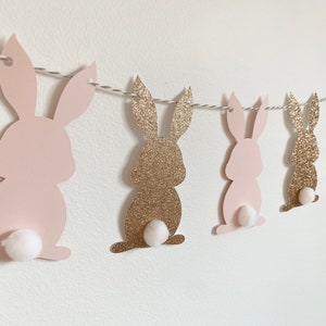 Pink & Glitter Bunny Garland with Fluffy Tails