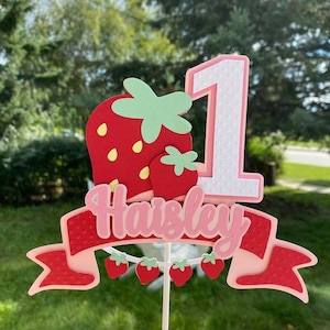 Strawberry Cake Topper, Strawberry First Birthday, Strawberry Smash Cake, Strawberry Decor, Sweet One Birthday