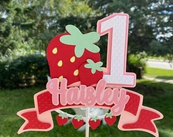Strawberry Cake Topper, Strawberry First Birthday, Strawberry Smash Cake, Strawberry Decor, Sweet One Birthday
