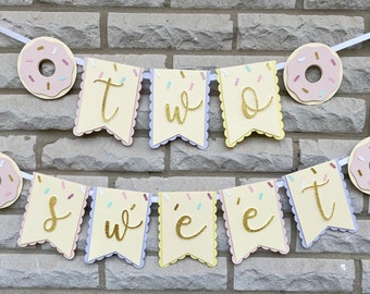 Two Sweet Decor, Donut Banner, Two Sweet Banner, Donut Party Supplies, Donut Grow Up Banner, Second Birthday Theme