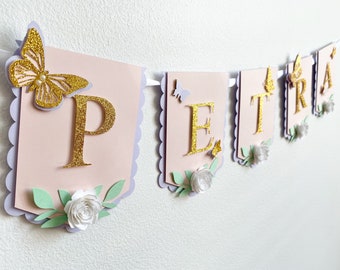 Butterfly birthday, Pink and Purple Birthday Banner, Butterfly High Chair Banner