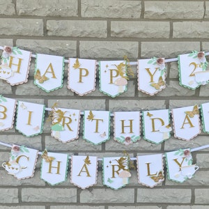 Tea Birthday Party theme, Tea for Two Birthday, Fairy Banner, Teapot banner