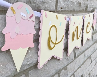 Ice cream high Chair Banner, Ice cream Wall Banner, Sweet One Banner, Ice cream Party, ice cream First Birthday, First Birthday Theme