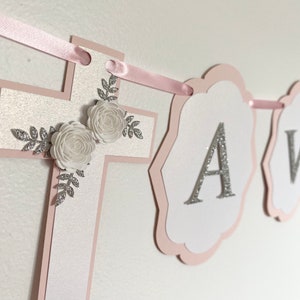 Personalized God Bless Banner, Baptism Christening Decor