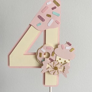 FOURever Sweet Cake Topper, Donut Cake Topper, Four Sweet Birthday Decor