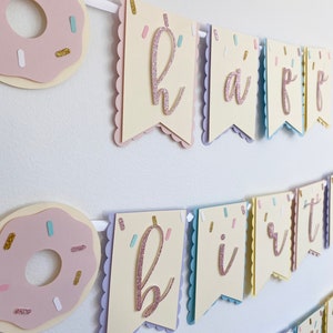 Happy Birthday Donut Banner, Handcrafted Sprinkle Party Garland
