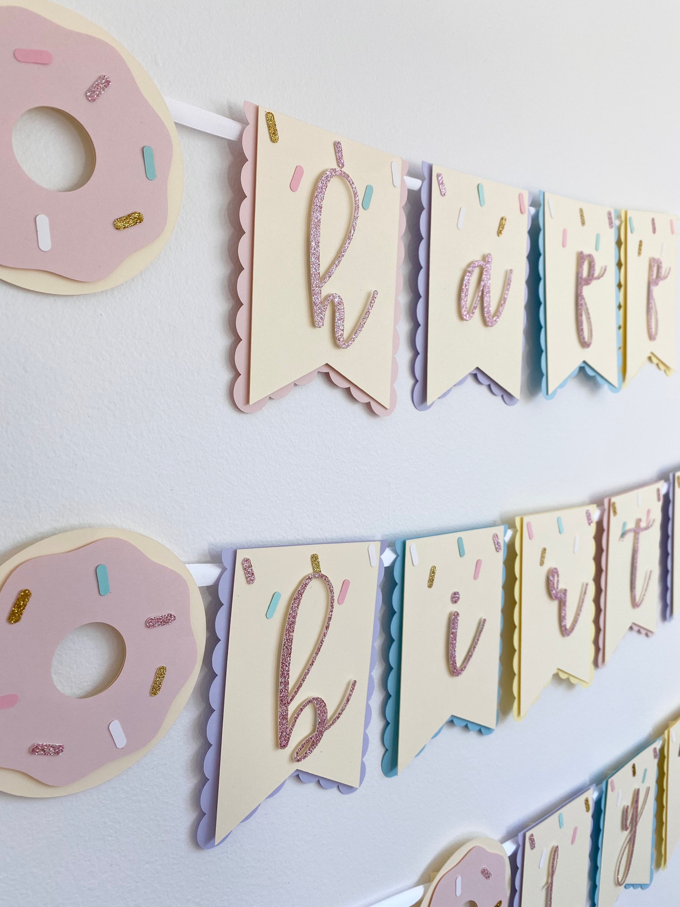 Happy Birthday Donut Banner, Sweet One Banner, Two Sweet Banner, Sprinkle Banner, Donut Themed Banner, Donut Garland, Ice Cream Banner