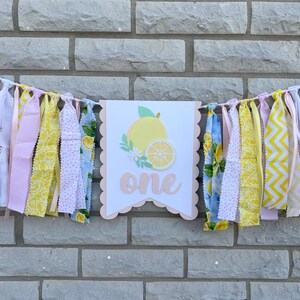 Lemon high chair banner, pink lemonade high chair banner, pink lemon birthday