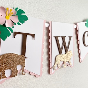 Two Wild Girl Banner, Safari Birthday Theme, Wild One High Chair Banner, Jungle Birthday Banner, Girl Safari Banner, Party Animal Banner