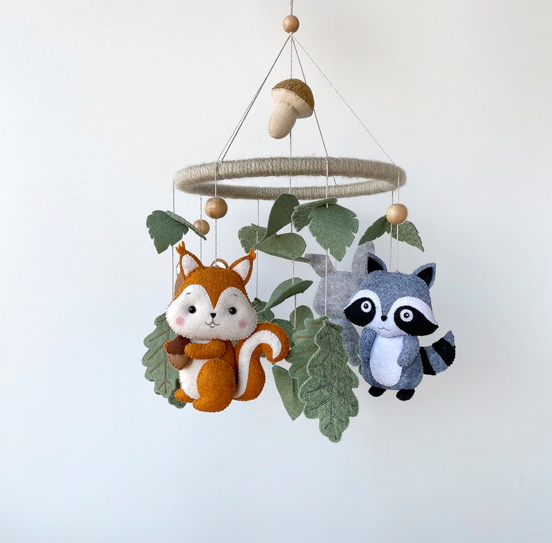 Woodland Baby Crib Mobile Hanging Cot Mobile for Woodland Etsy