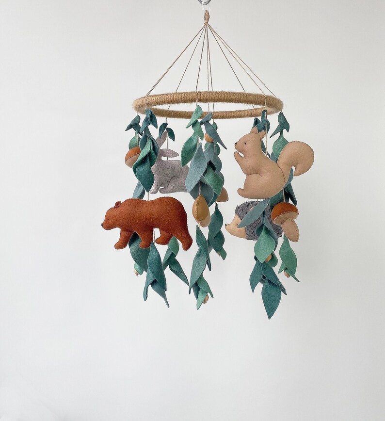 Woodland baby crib mobile hanging cot mobile for woodland Etsy