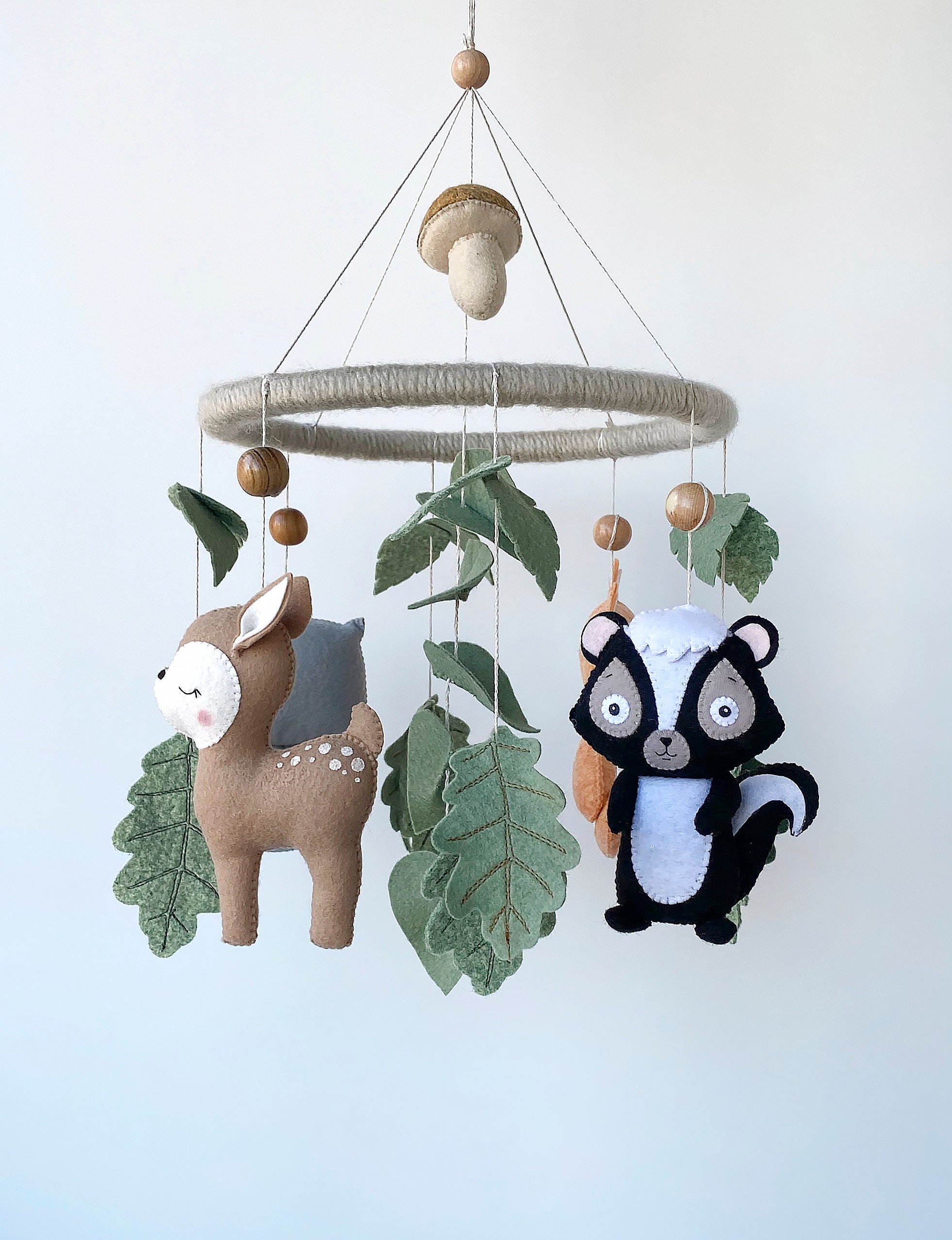 Woodland Baby Crib Mobile Hanging Cot Mobile for Woodland Etsy