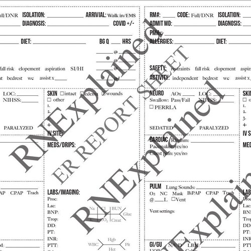 ER Report Sheet nursing Study Sheets Etsy Australia