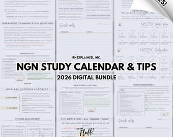 NGN (NCLEX) Study Calendar + Tips - Digital