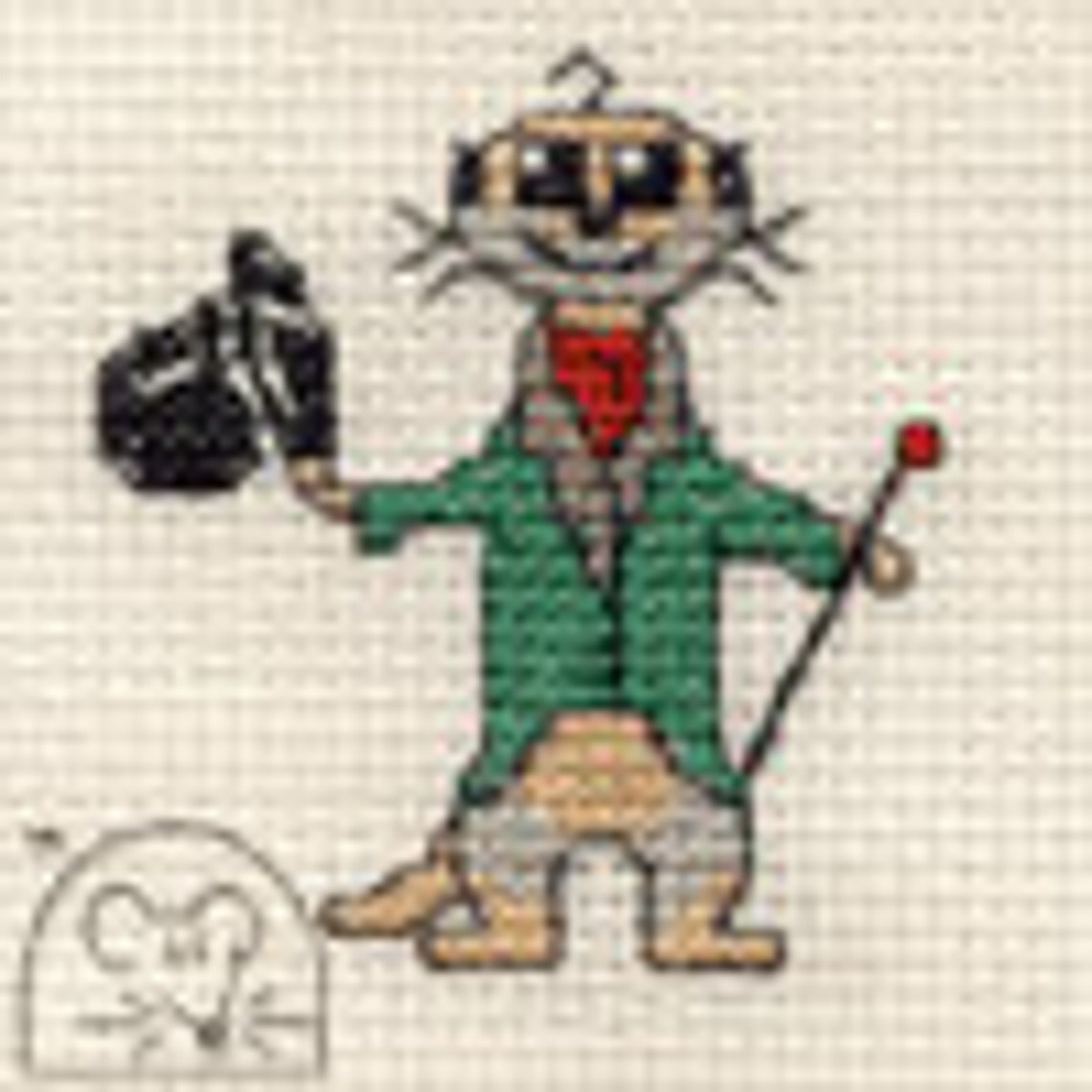 Mouseloft aristo kat cross stitch kit etsy espa a