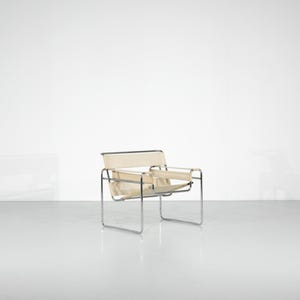 Fauteuil &quot; B3 Wassily &quot; Tissu De Marcel Breuer Pour Gavina, 1925s.