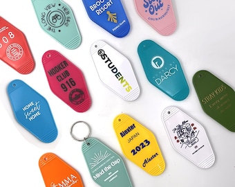 Lot de 100 porte-clés Retro Motel - Personnalisable pour la vie universitaire