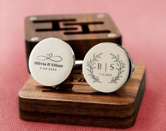 Perfect Wedding Day Gift for Groom: Unique Personalized Cufflinks Custom Engraved with Love & Precision