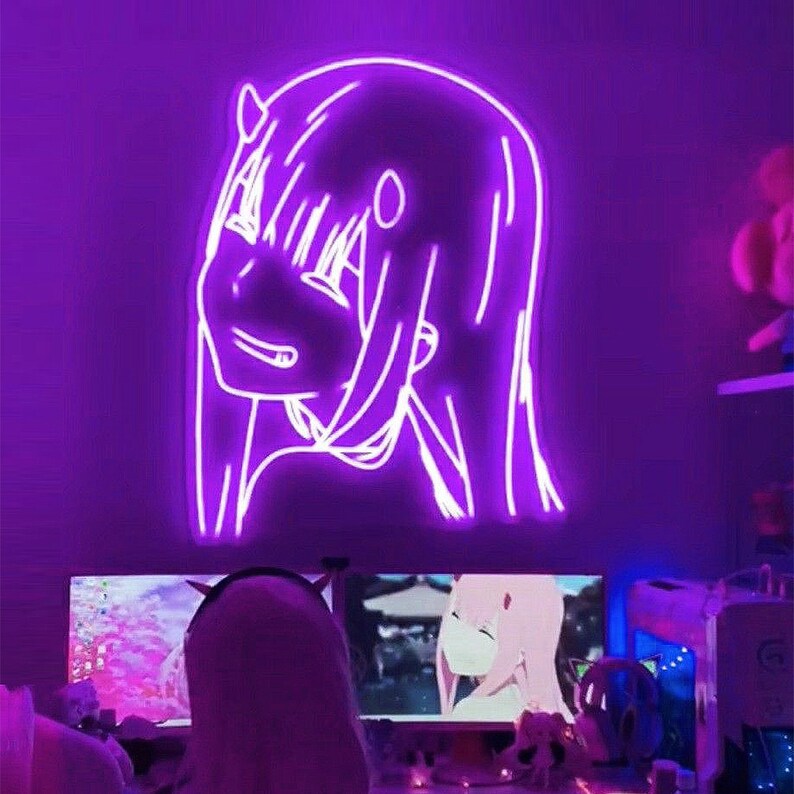 Zero Two Anime Girl Neon Sign Light Neon Sign Anime Custom Etsy