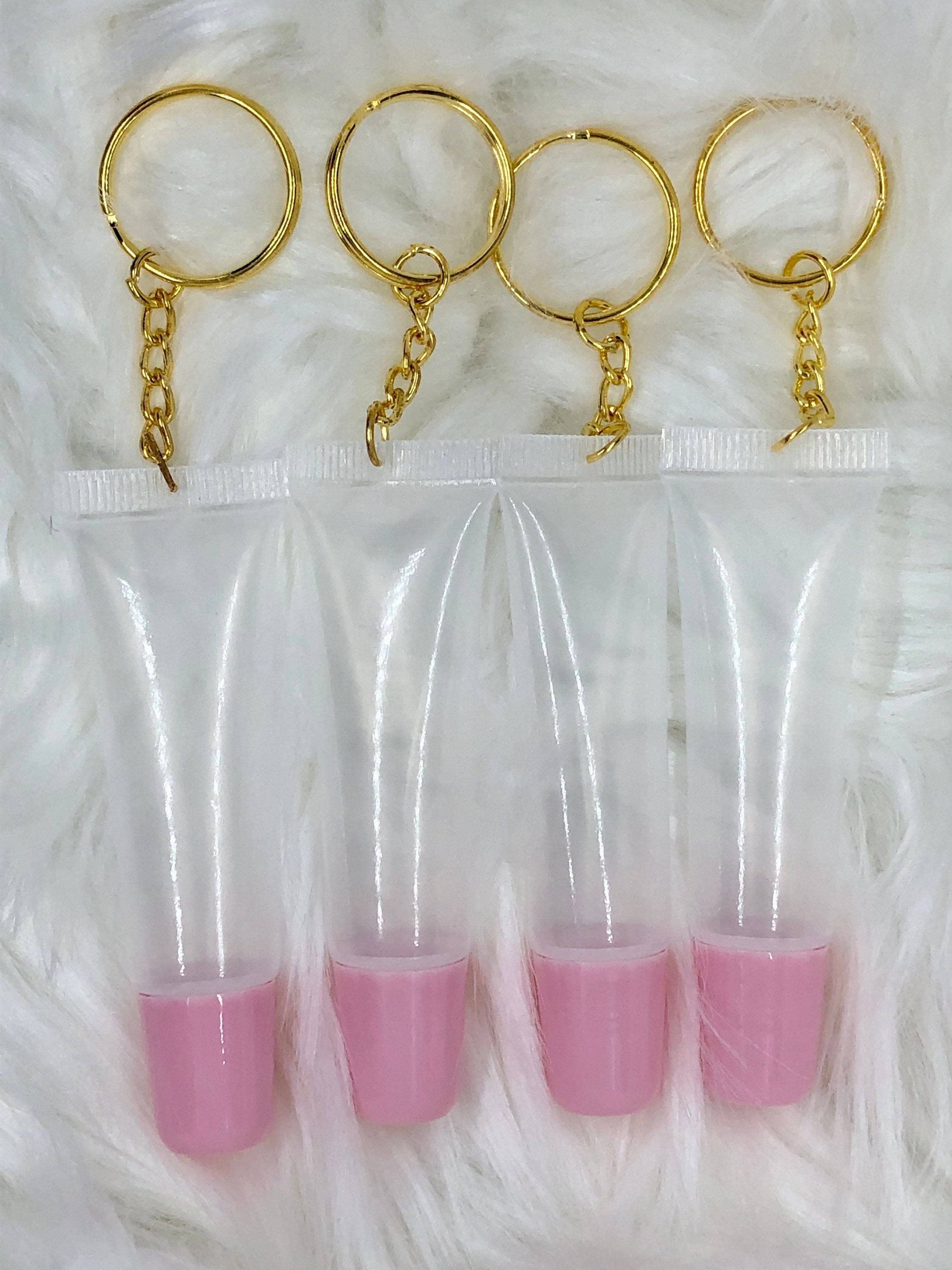 Empty lip gloss squeeze tubes 10ml Gold key chain Pink top Etsy