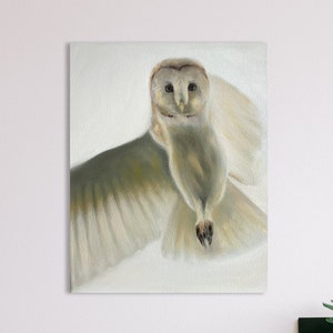 Owl oil painting Barn owl art Bird oil painting Original art animal wall art Hand painted owl Oil original Bird artwork Nature owl art