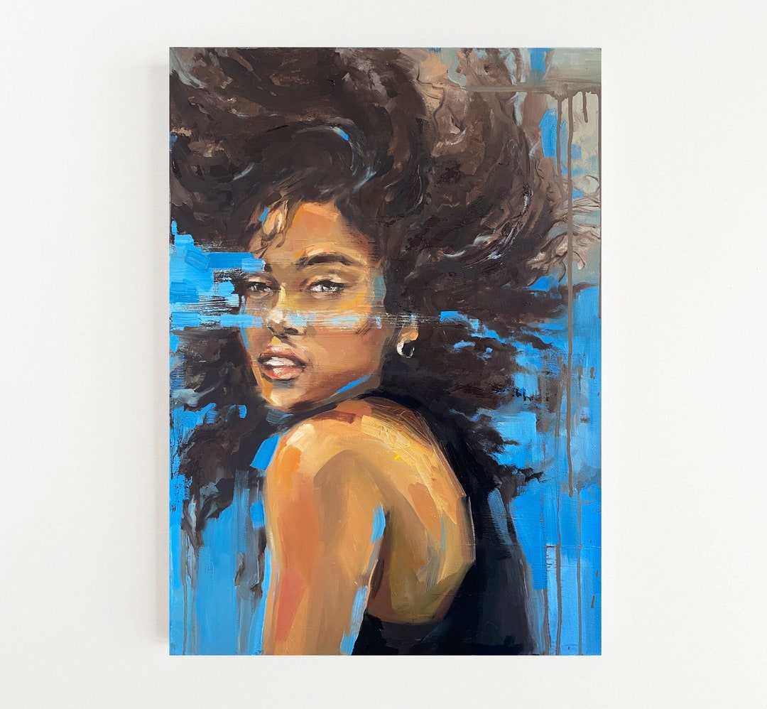 Black Woman Portrait Painting on Canvas African American Women Art ...