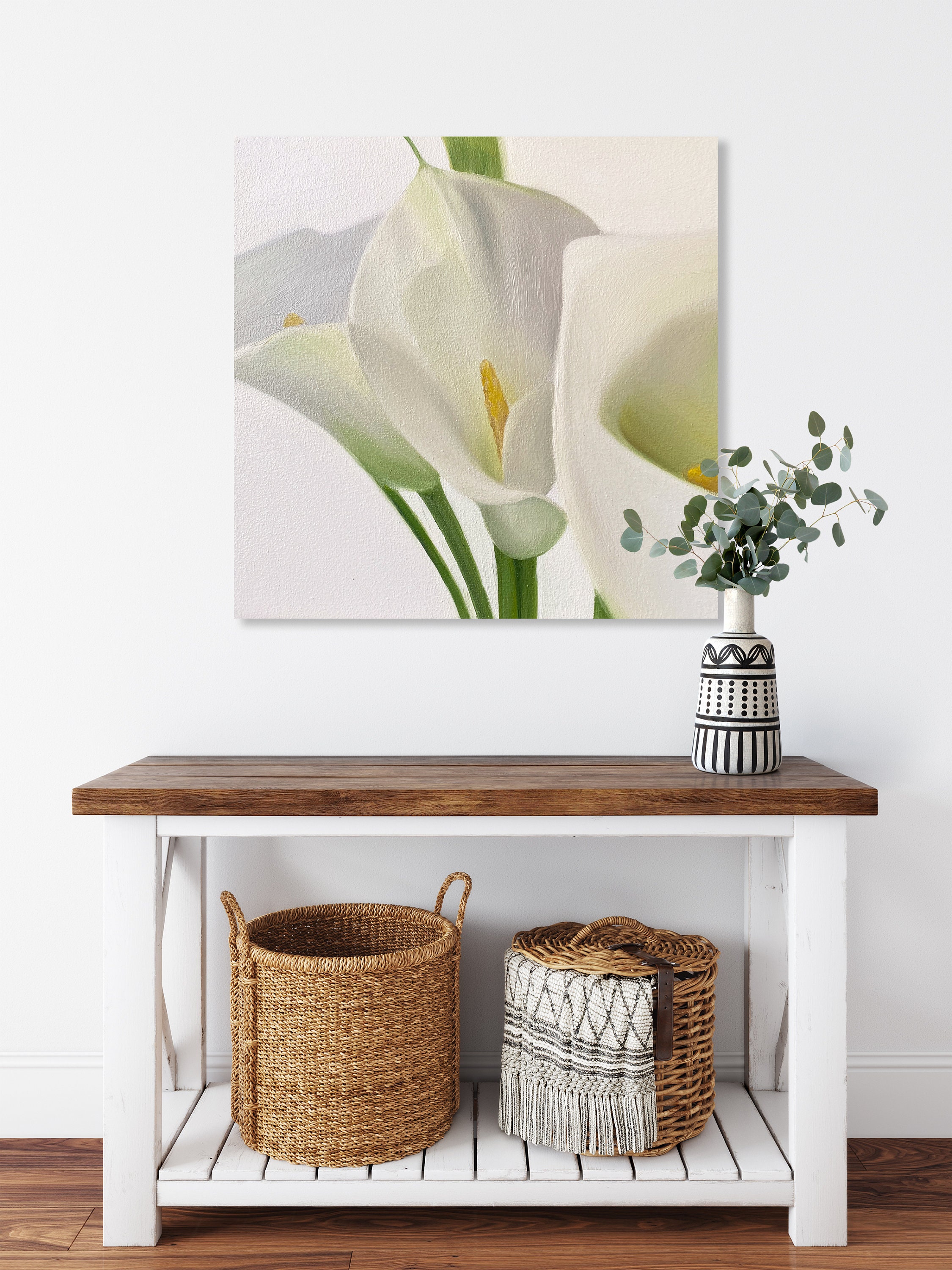 White Calla Oil Painting on Canvas, Original Oil Painting, Botanical ...