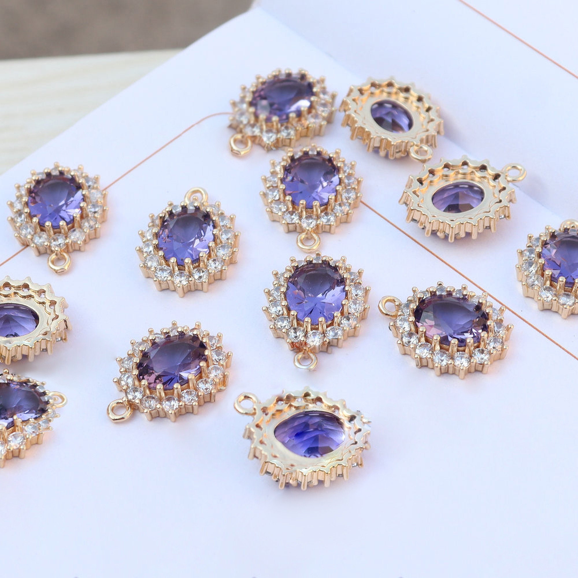5pcs Shiny Jewelry Charms Crystal Round Earring Charms Round Etsy