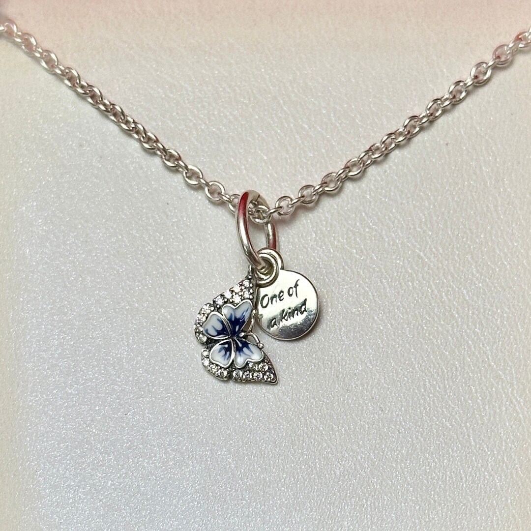 Blue Butterfly & Quote Double Dangle Charm,charms for Bracelet,best