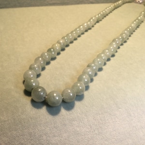Apple Green Jade Beads Necklace,  Grade A Translucent Colorless Jadeite Burmese Jade