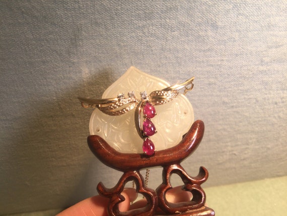 Pear Shaped Ruby set in 14K solid yellow gold mou… - image 1