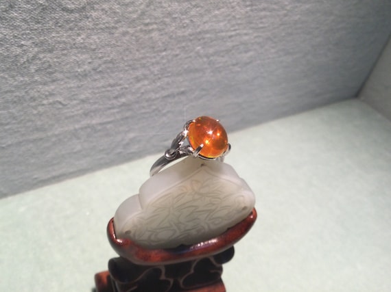 Vintage / Antique/ 10K solid White Gold Fire Opal… - image 1