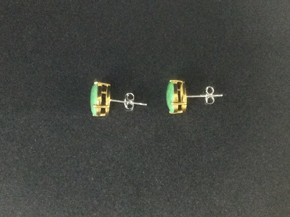 Jadeite Jade Stud Earrings - Translucent AppleGre… - image 3