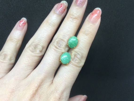 Jadeite Jade Stud Earrings - Translucent AppleGre… - image 2