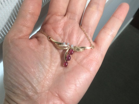 Pear Shaped Ruby set in 14K solid yellow gold mou… - image 6