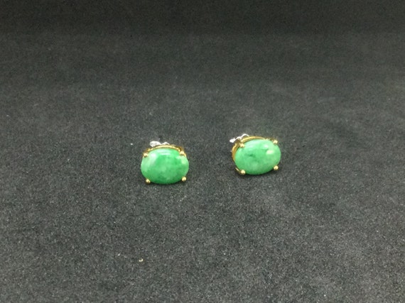 Jadeite Jade Stud Earrings - Translucent AppleGre… - image 7