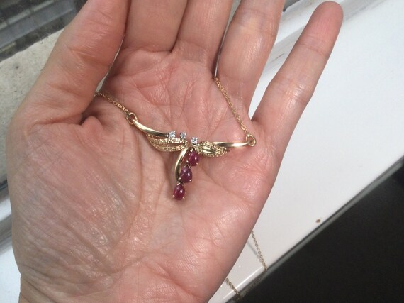 Pear Shaped Ruby set in 14K solid yellow gold mou… - image 7