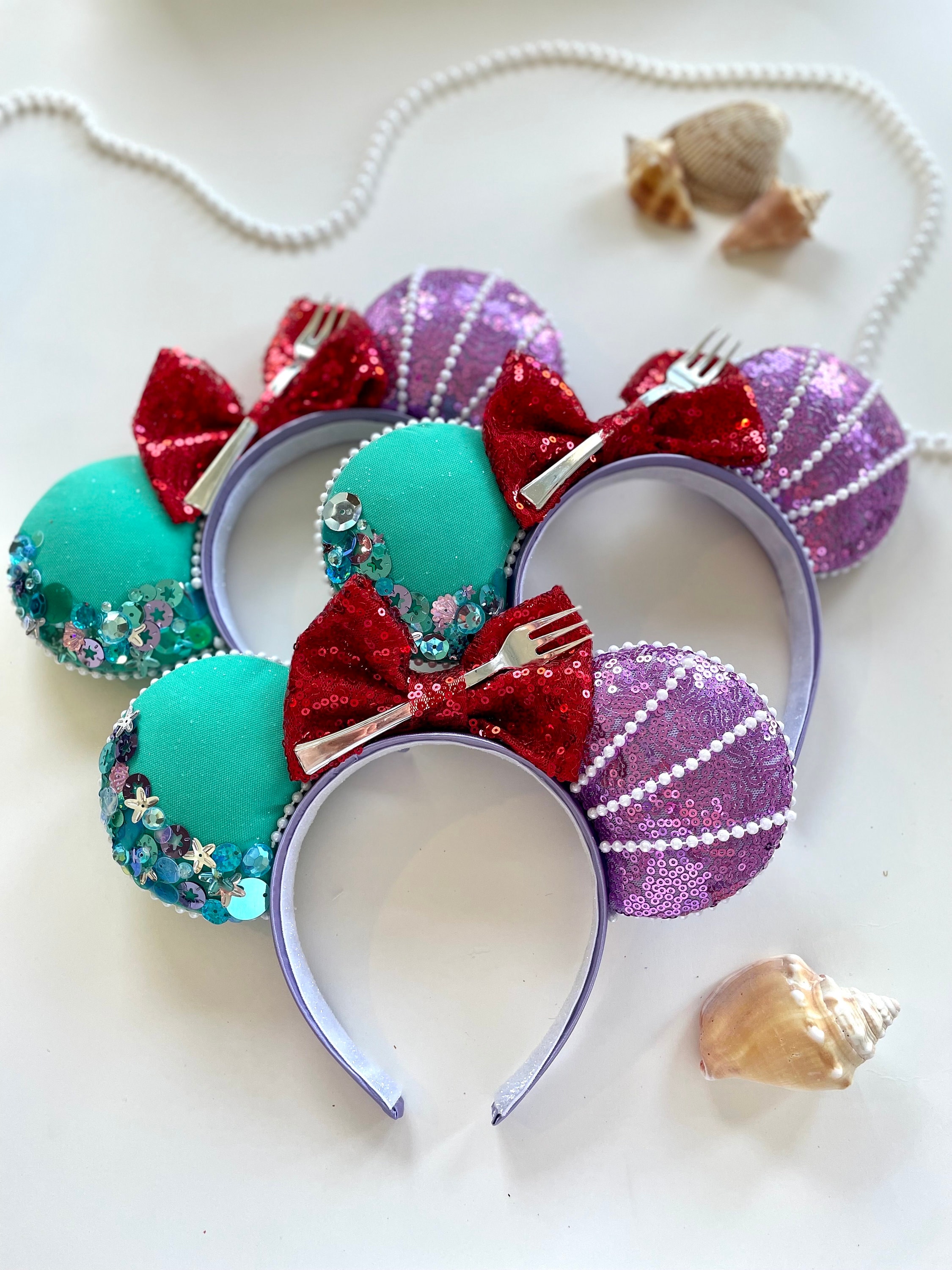 Disney Ariel The Little Mermaid Blue Pink Gold Mouse Ears Headband Ariel Sparkle Mickey Ears - Little Mermaid Sparkle Ears  main image 3