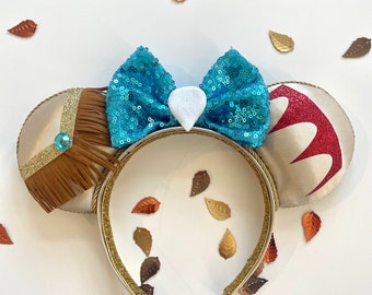 Pocohontas Mouse Ears, Native American Princess Ears, Colors of the Wind Ears, Ear Headband, Park Accessory